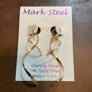 Sterling Silver 14K Gold Filled Swirl Drop Earrings